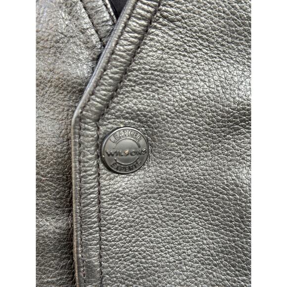 WILSONS Men's Large Leather Vest Button Up Moto Biker Style - Picture 5 of 12